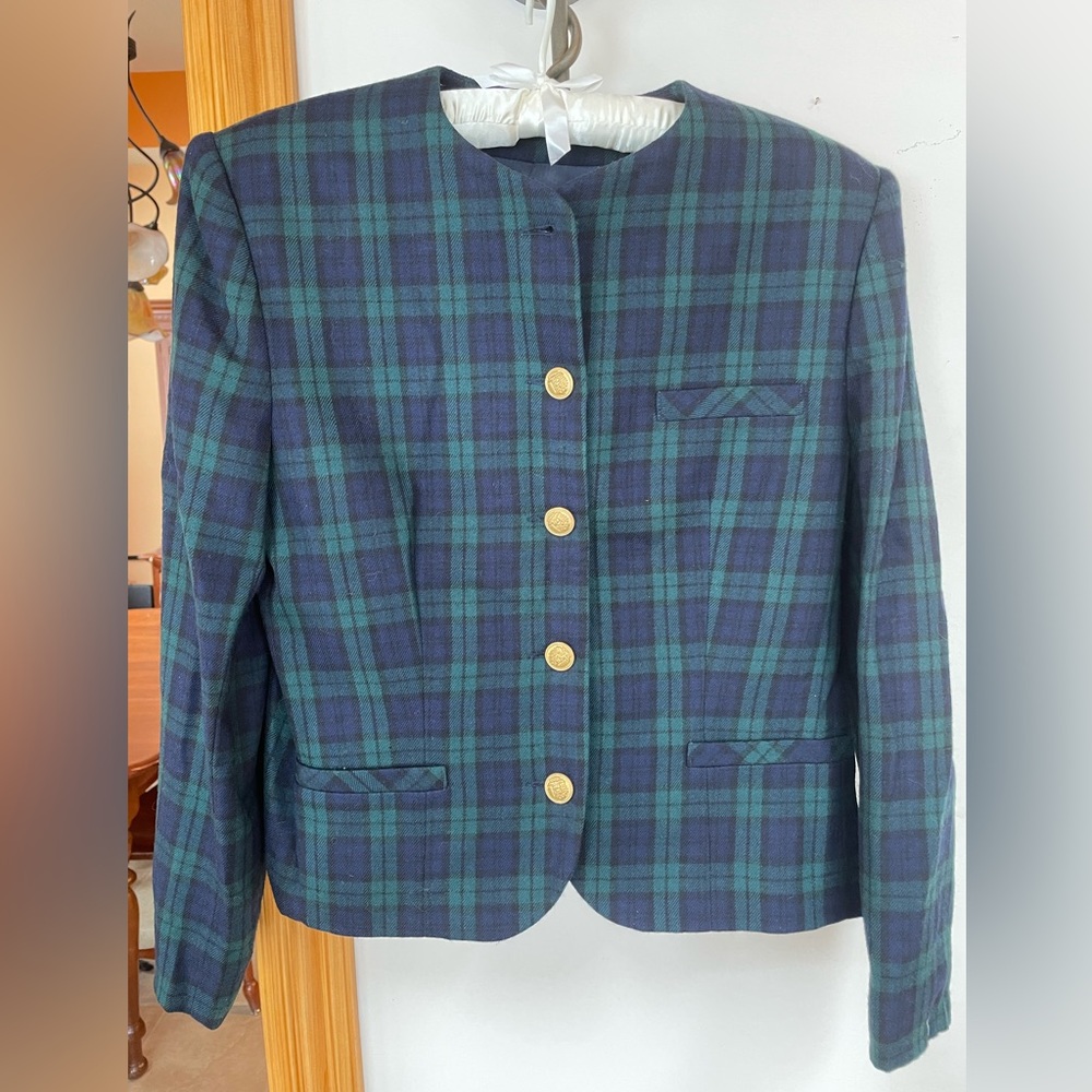 Vintage plaid wool blazer Size 8